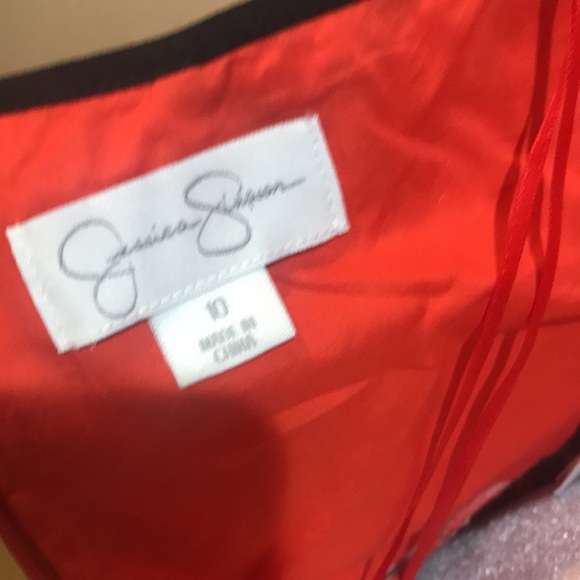 Jessica Simpson Halter Red Argyle Poinciana Cotton Blend w/Pockets Dress-10 - Picture 7 of 8